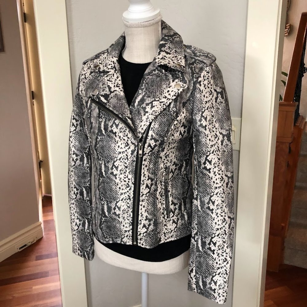 Philosophy Faux‎ Leather Snake Embossed Moto Jacket size Small